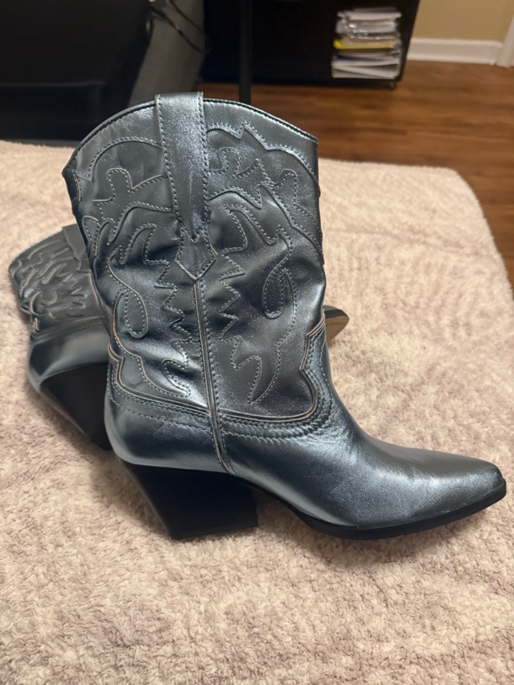 Dolce Vita Black Embroidered Western Ankle Boots